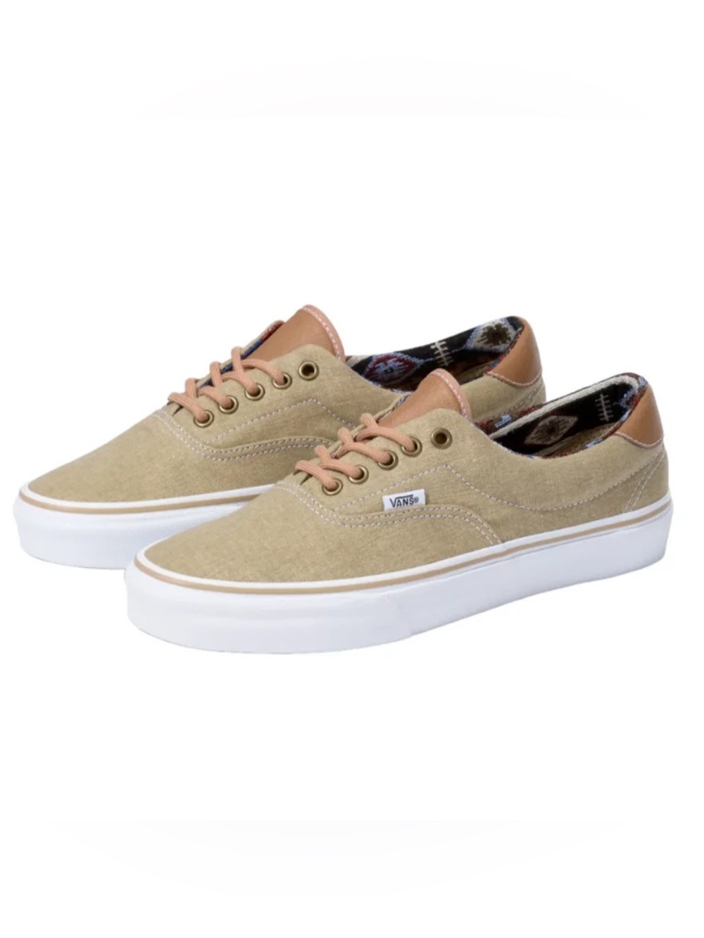 Vans Men’s Tan Canvas Low-Top Sneakers with Brown Accents